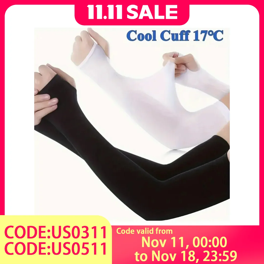 ปลอกแขนกันแดดระบายอากาศ - ป้องกันแสงแดดสำหรับขับรถ ปั่นจักรยาน กีฬากลางแจ้ง ใช้ได้ทั้งชายและหญิง UPF 50+ (สีดำ/เทา)