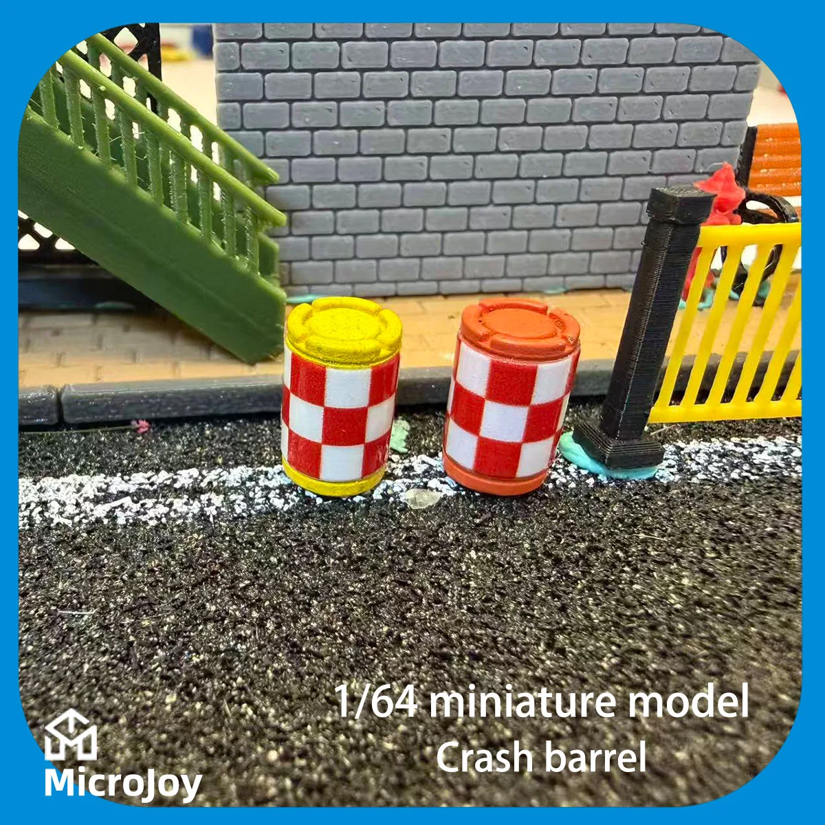 Detailed Scene: 1:64 Scale Miniature Model Repair Shop Mini Anti-Collision Bucket Ornaments Traffic Car Model Scene Vintage Decoration Set of 5