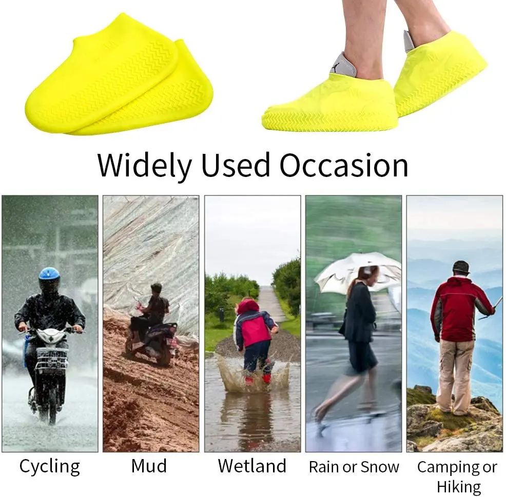 Capas de sapatos de chuva impermeáveis reutilizáveis, Silicone Outdoor Boots Overshoes, Acessórios para sapatos de caminhada, 1 par