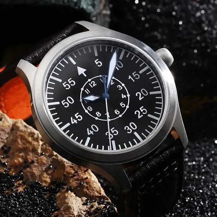 【Escapement Time】VH31 Quartz Movement Pilot Watch with Type-B or Type-A Black Dial and 42mm Case Waterproof 100M