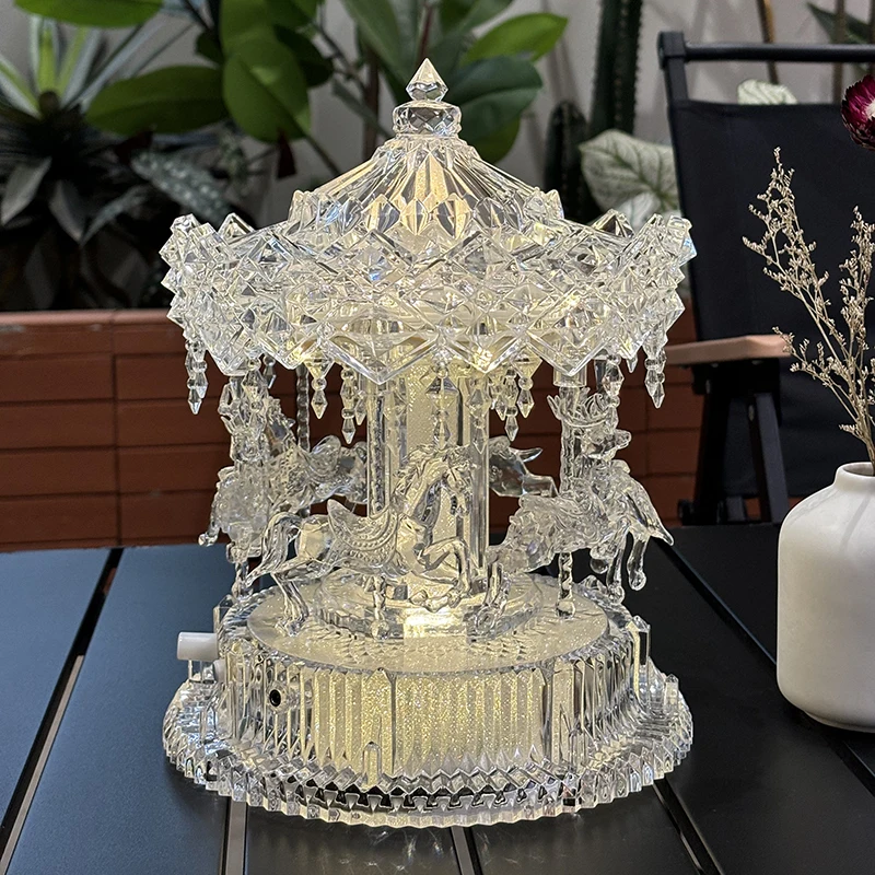 

Acrylic Crafts,Luxury Carousel Ornament,Transparent Crystal Sculpture,Home Artwork Decor,Office Desktop Decoration,Nordic Gifts