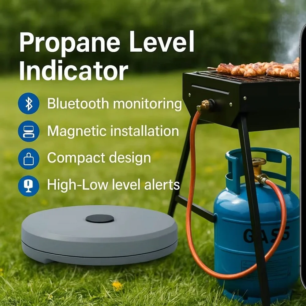 

Wireless Bluetooth Gas Level Check Gauge Ultrasonic Level Sensor LPG Cylinder Propane Level Indicator Monitoring with Alarm