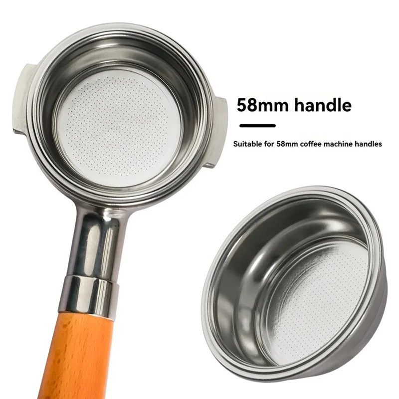 

B99A-Portable Reusable 58Mm Dual Wall Filter Basket Coffee Machine Stainless Steel Double Wall Strainer Basket