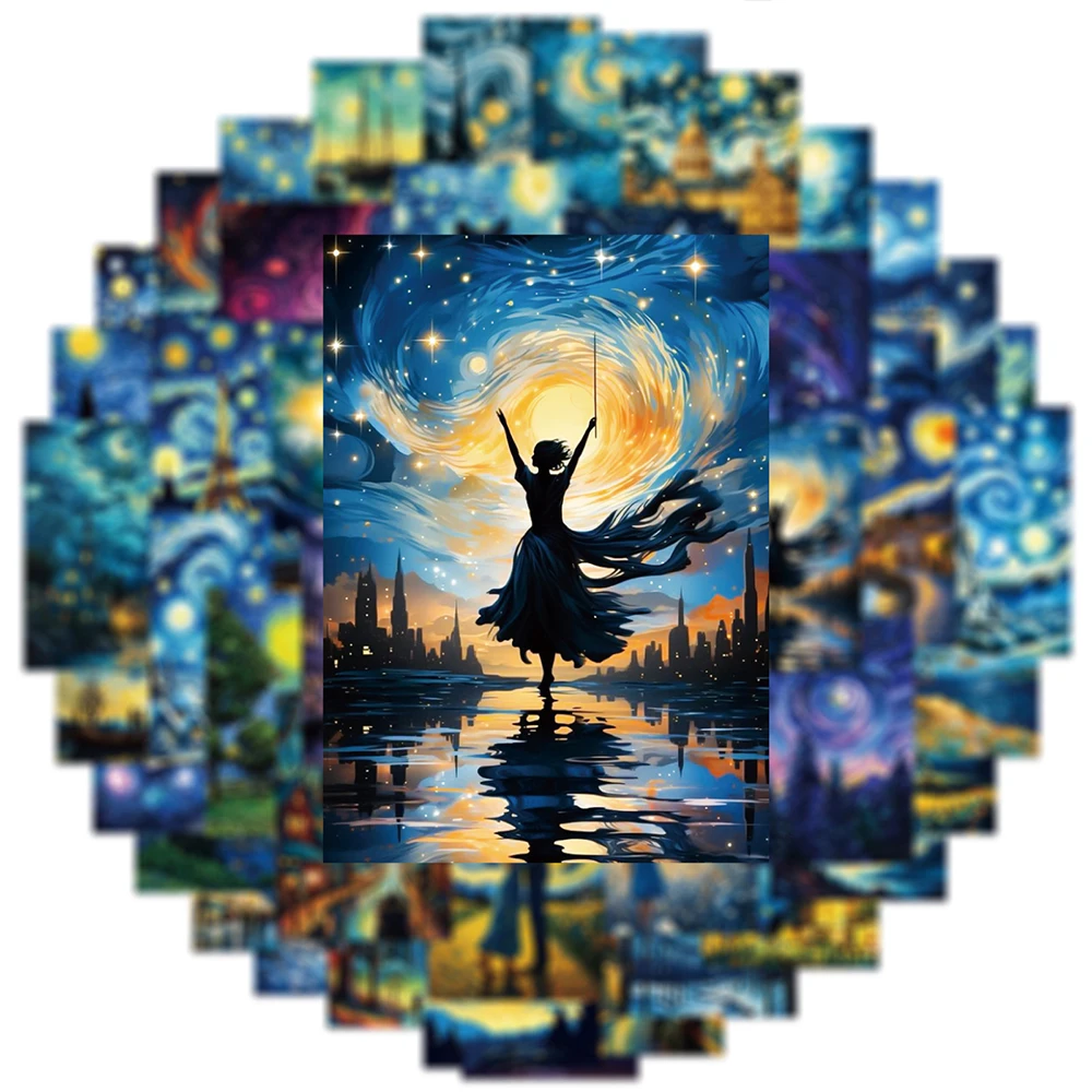 10/30/50 個漫画アート油絵ステッカーゴッホ星空落書きデカールスケートボードギター電話美的 DIY ステッカー