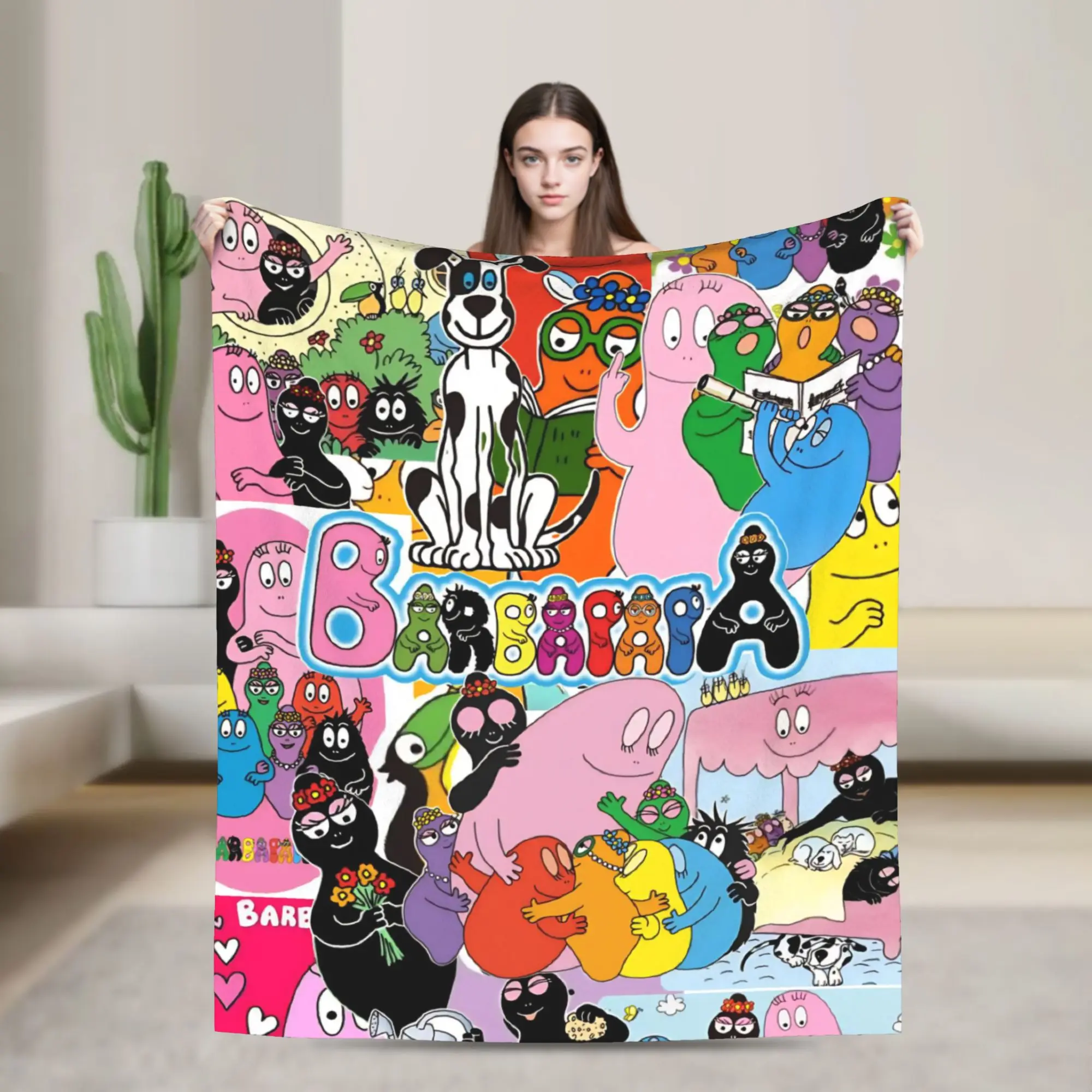 

Одеяло Kawaii Barbapapa с героями мультфильмов для дивана, мягкое пушистое плюшевое одеяло 50x60 дюймов, многоразмерное покрывало на все сезоны