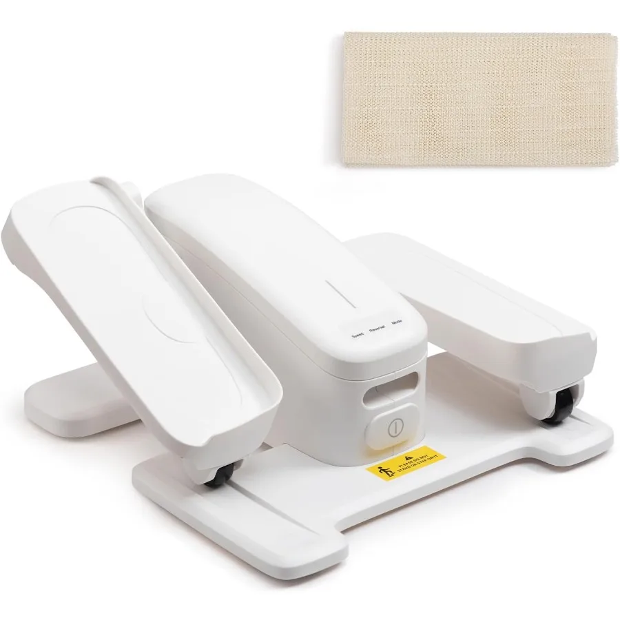

Under Desk Elliptical Machine for Home Office Use Compact Design with Black Frame and Blue Resistance Bands Quiet Operation and