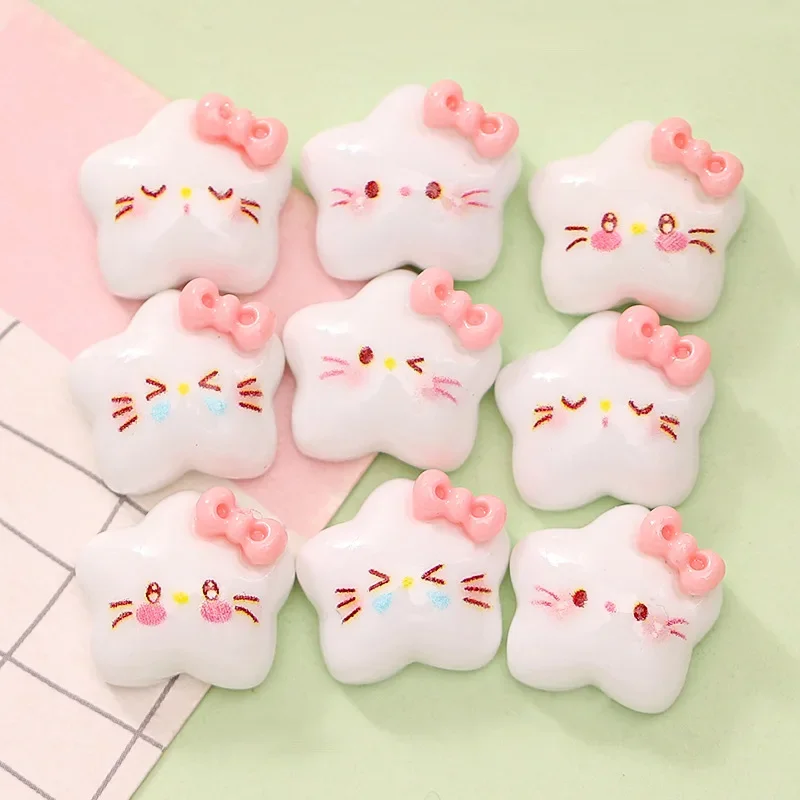 

5pcs cartoon star hello kitty cat flatback resin charms crafts embellishments diy cabochons decoration accessories