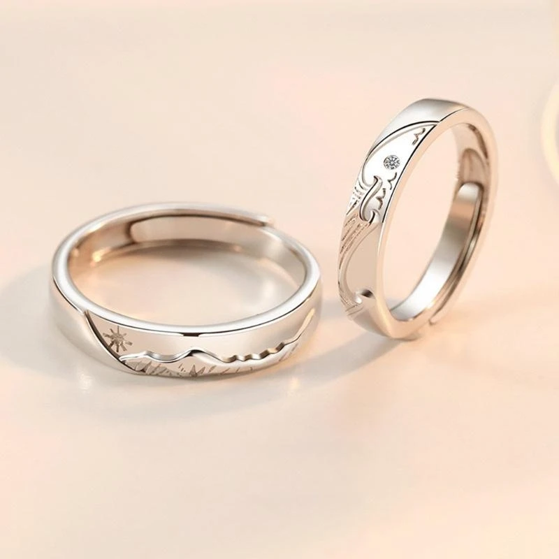  Eachother Mountain League Open Couple Ring Simple Epoxy Valentine's Day Gift