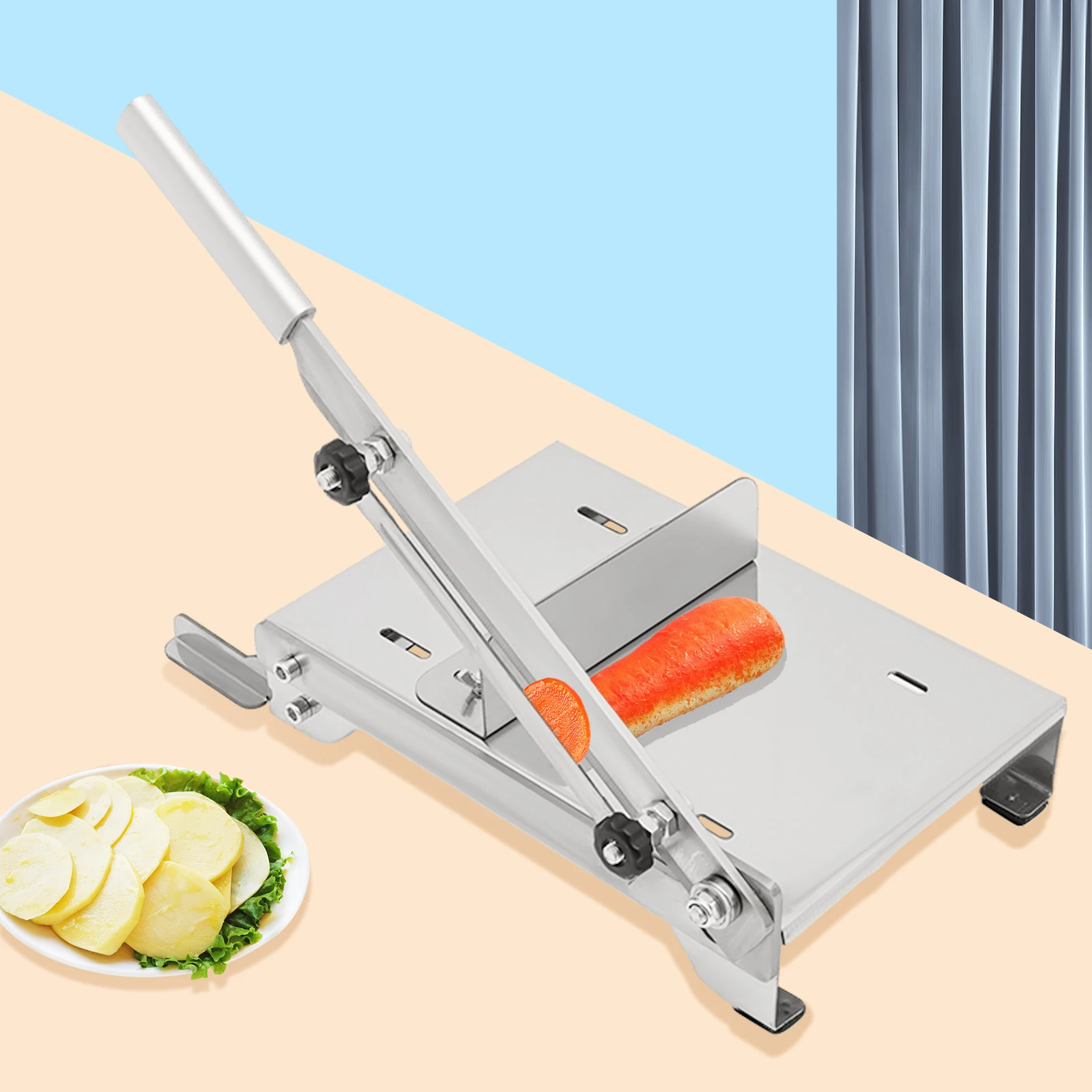 

Meat Slicer with Adjustable Thickness, 430 Stainless Steel Blade, Compact, Lightweight, Easy to Clean, Perfect for Home or Kitch
