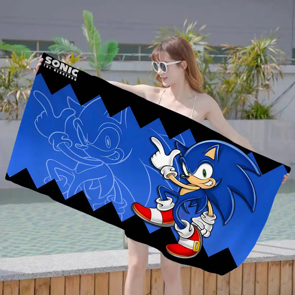 Anime Characters S-SonicS Microfiber Printed Beach Towel Mountain Climbing Yoga Beach Swimming Running Absorbent Soft Towel