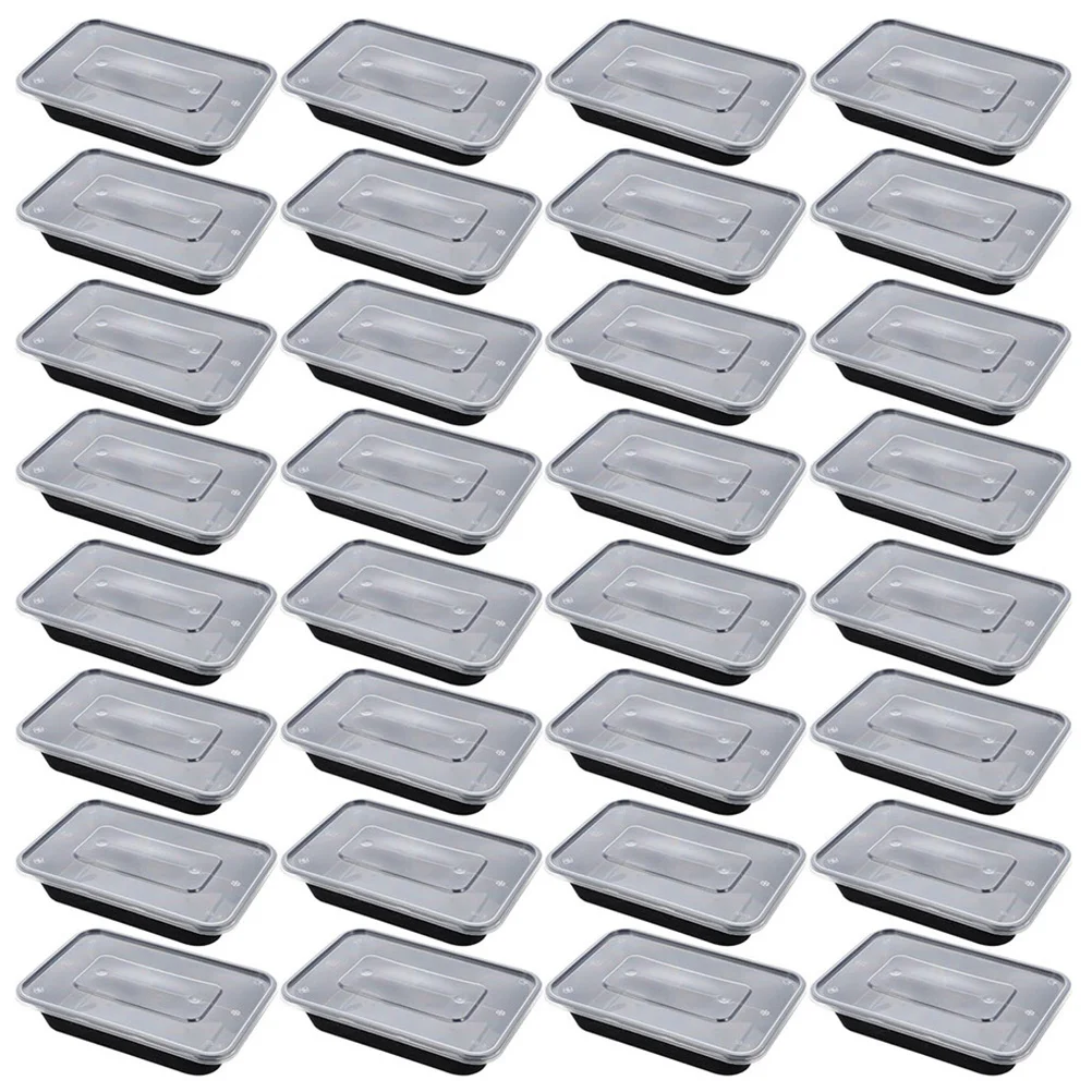 

50 Pcs Lidded Food Boxes Containers Micro-wave Oven Take Out Takeaway with Lids Airtight Abs Takeout