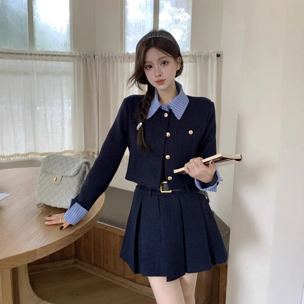 

Весенние новые модные женские элегантные повседневные модные тонкие комплекты из 2 предметов, рубашки, топы длиной выше колена, юбки, женская одежда