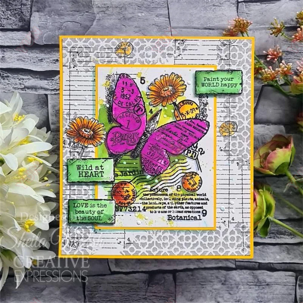 Garden Daisies Butterfly Stamps Reusable DIY Scrapbook Diary Greeting Card Decoration Handmade Embossing New Doodles Feathers