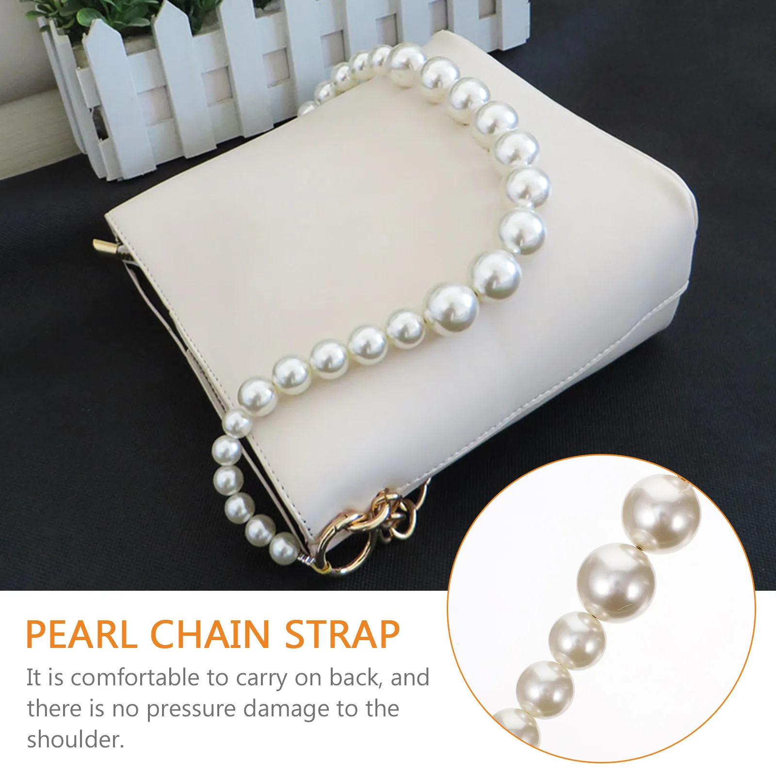 

1Pcs Pearl Chain Strap Alloy Buckle Durable for DIY Clutches Mini Tote Bag Replacement Pearl Chain Accessory Handbag Strap