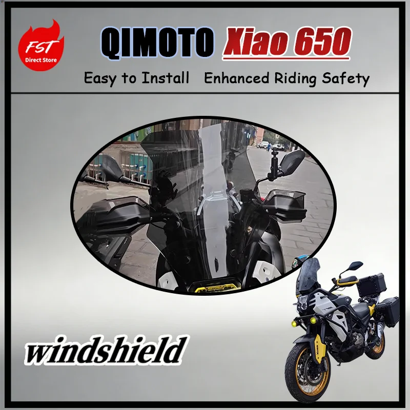 

FOR Transparent Full Coverage Tall Windshield for QJ Xiao 650 Motorcycle Chest Protection Wind Shield
