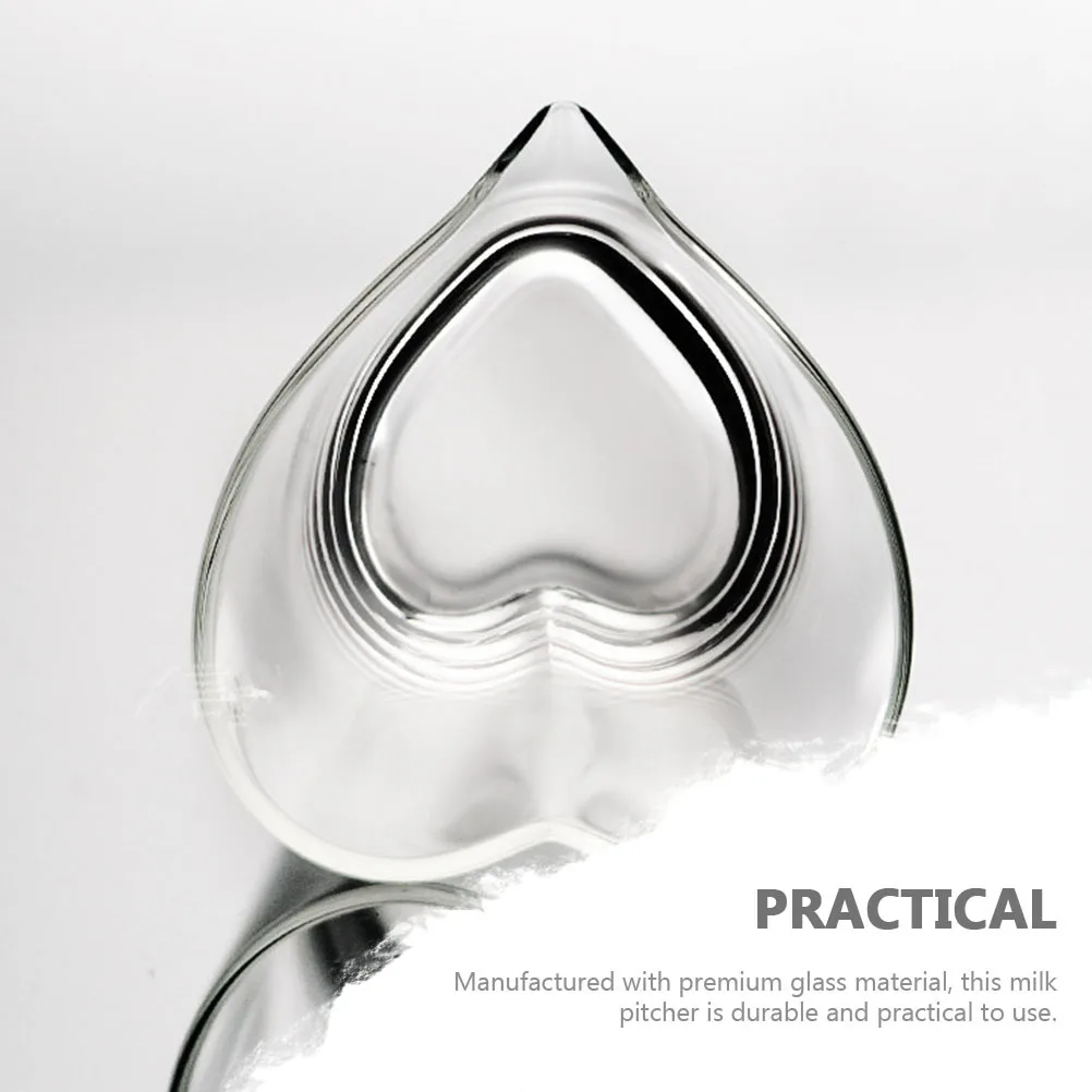

Clear Heart Design Glass Pitcher 500Ml Smooth Milk Frothing Jug for Coffee Tea Juice Serving Tool Clear Glass Pitcher