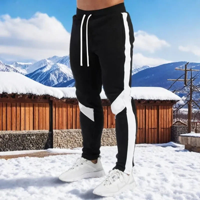 

Stylish Men's Winter Essential Slim Fit Patchwork Sports Pants Warm and Leg Shaping Fashionable Design
