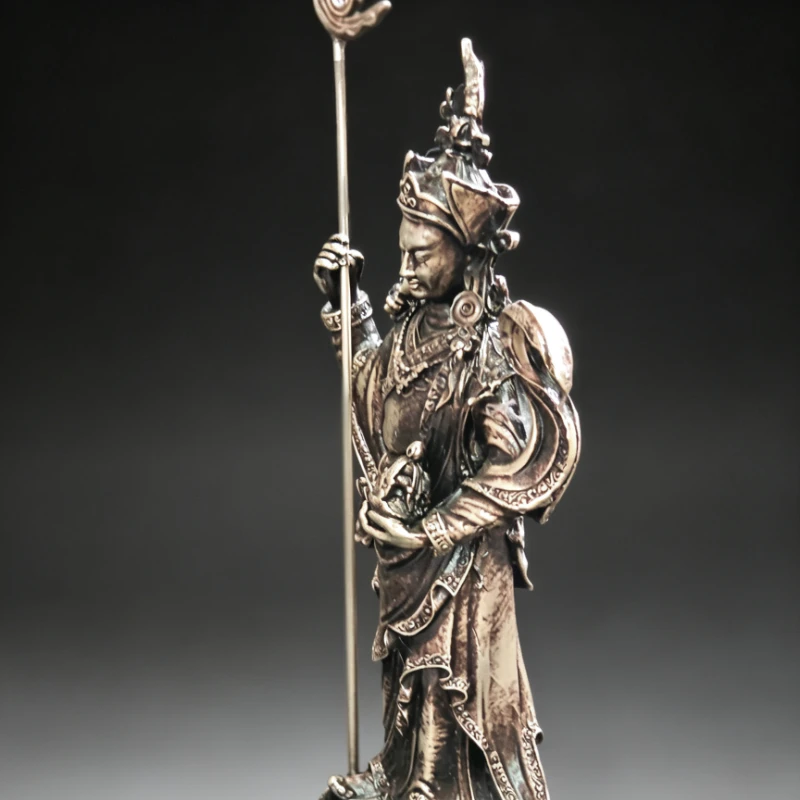 Antique Standing Padmasambhava Guru Rinpoche Statue Tibetan Buddhism Figurine Home Altar Worship Ornament