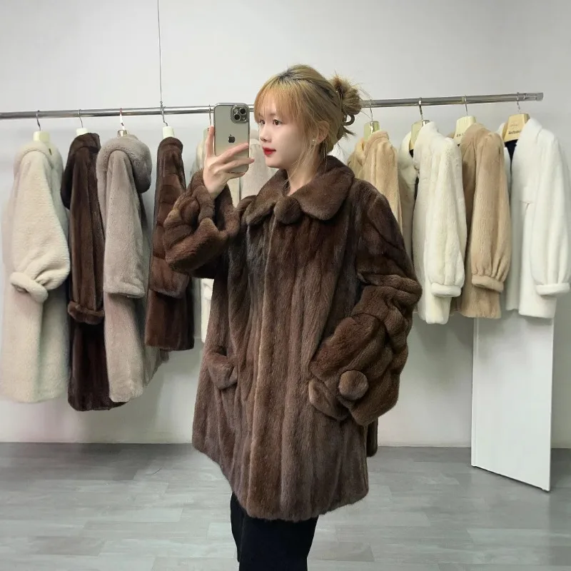 Women's Models Autumn Spring Coat Faux Fur Medium Long Long Sleeve Vintage Simple Comfortable Loose Casual Soft Niche Versatile