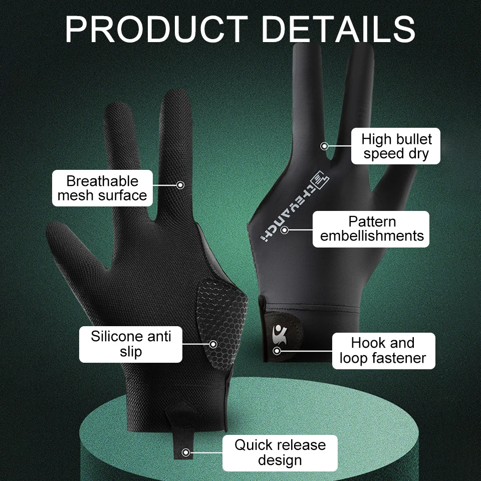 KoKossi 1 pz guanti da biliardo professionali leggeri e traspiranti guanti da ping pong da biliardo con dita lunghe antiscivolo ad asciugatura rapida