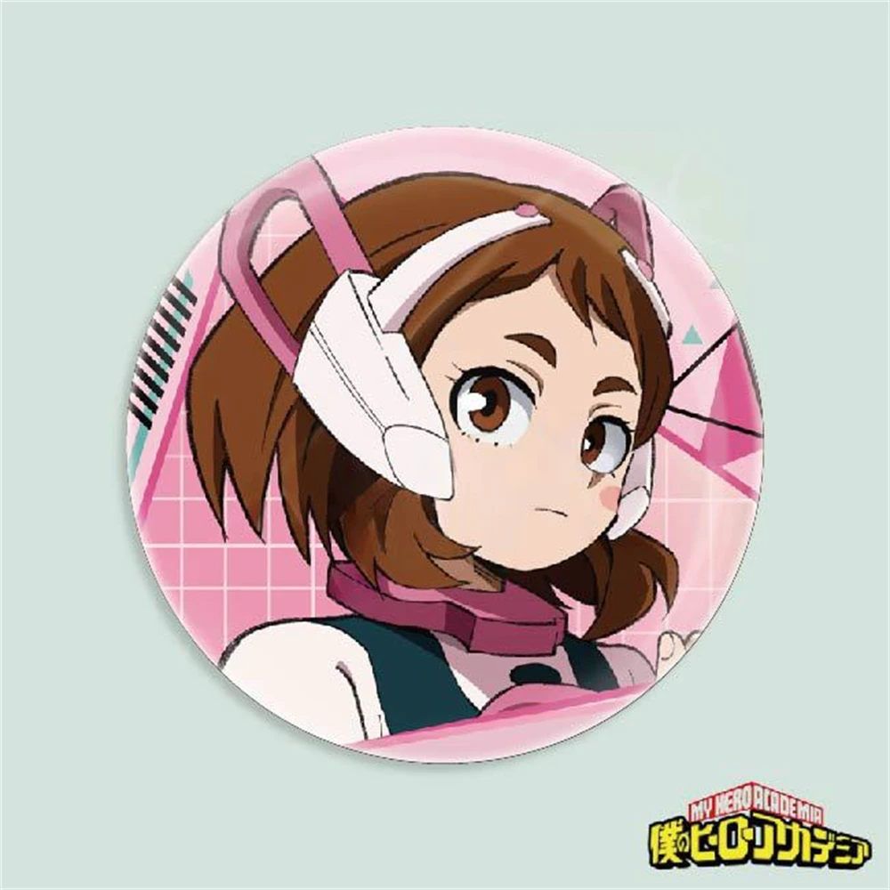 58 مللي متر أنيمي بطلي الأكاديمية Asui Tsuyu Haqakure Toru تأثيري حلي شارة صفيح بروش ﻿   هدية الدعامة