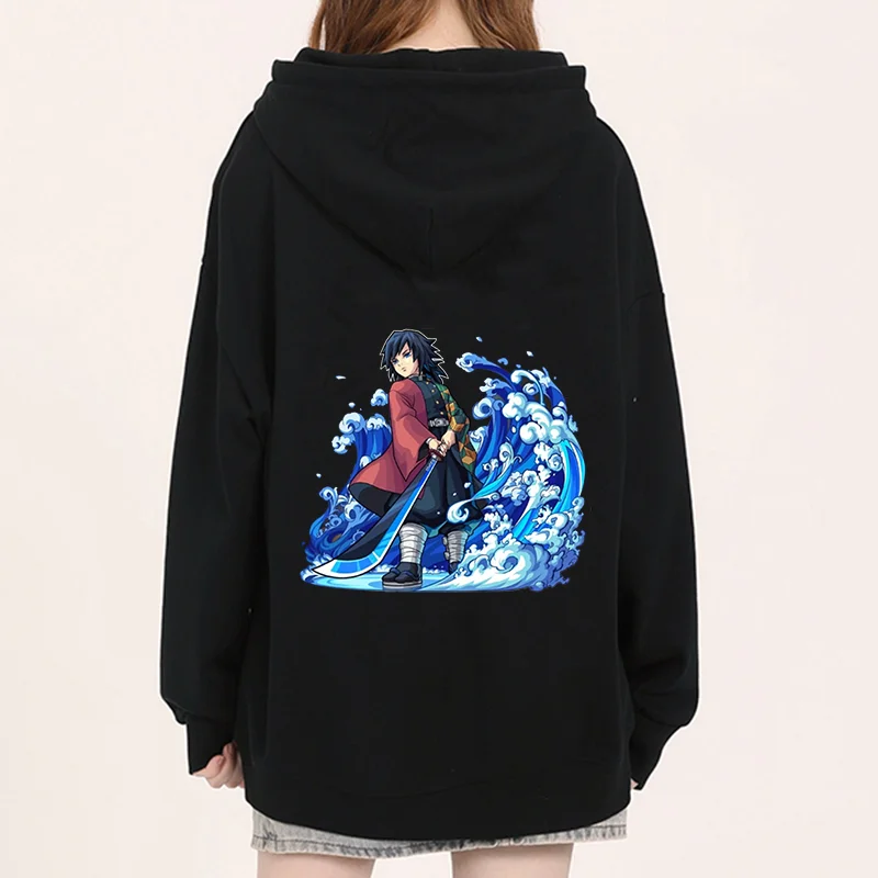 Demon Slayer Tomioka Giyuu Japan Anime Printed felpe con cappuccio da donna Plus Size felpe Pullover a maniche lunghe da donna