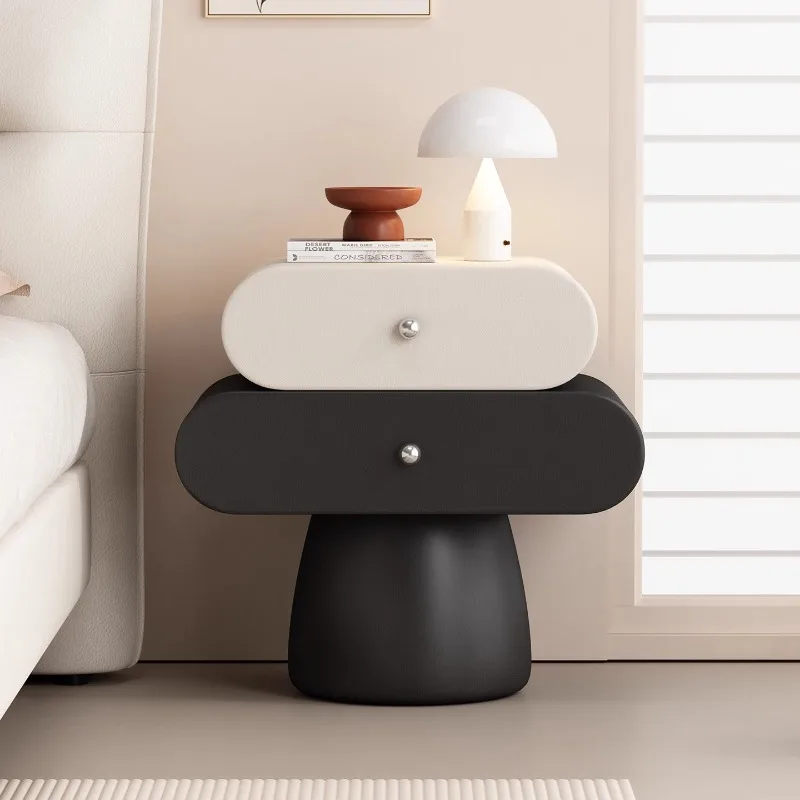 منضدة بيضاء بتصميم ياباني، صالات تخزين لطيفة، درج طاولة ضيق بجانب السرير، أثاث غرفة Mesitas De Noche الحديث #3