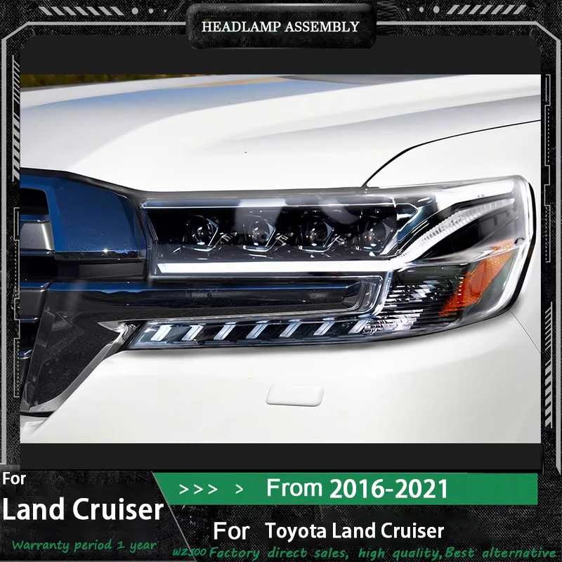 

2pcs Car For Toyota Land Cruiser 2016 2017 2018-2021 Headlights DRL Day Run Light Full LED Fog Lights HeadLamp Animation Start