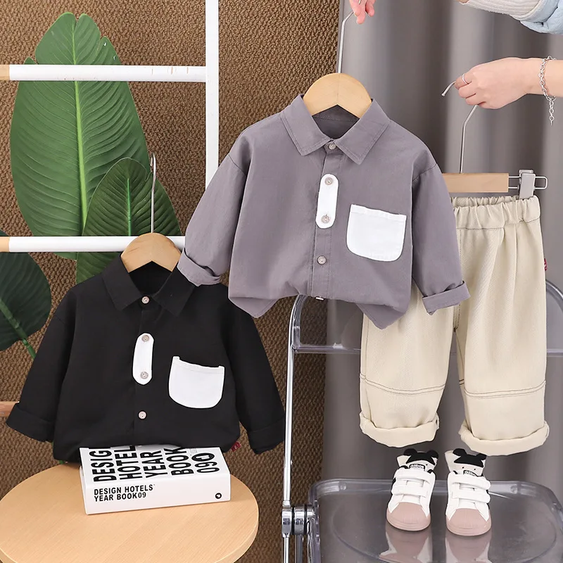 Boys Clothing Sets Spring Autumn 2026 Children Cotton Shirts Pants 2pcs Party Suit For Baby Tracksuits Kids Casual Outfits 4 5Y