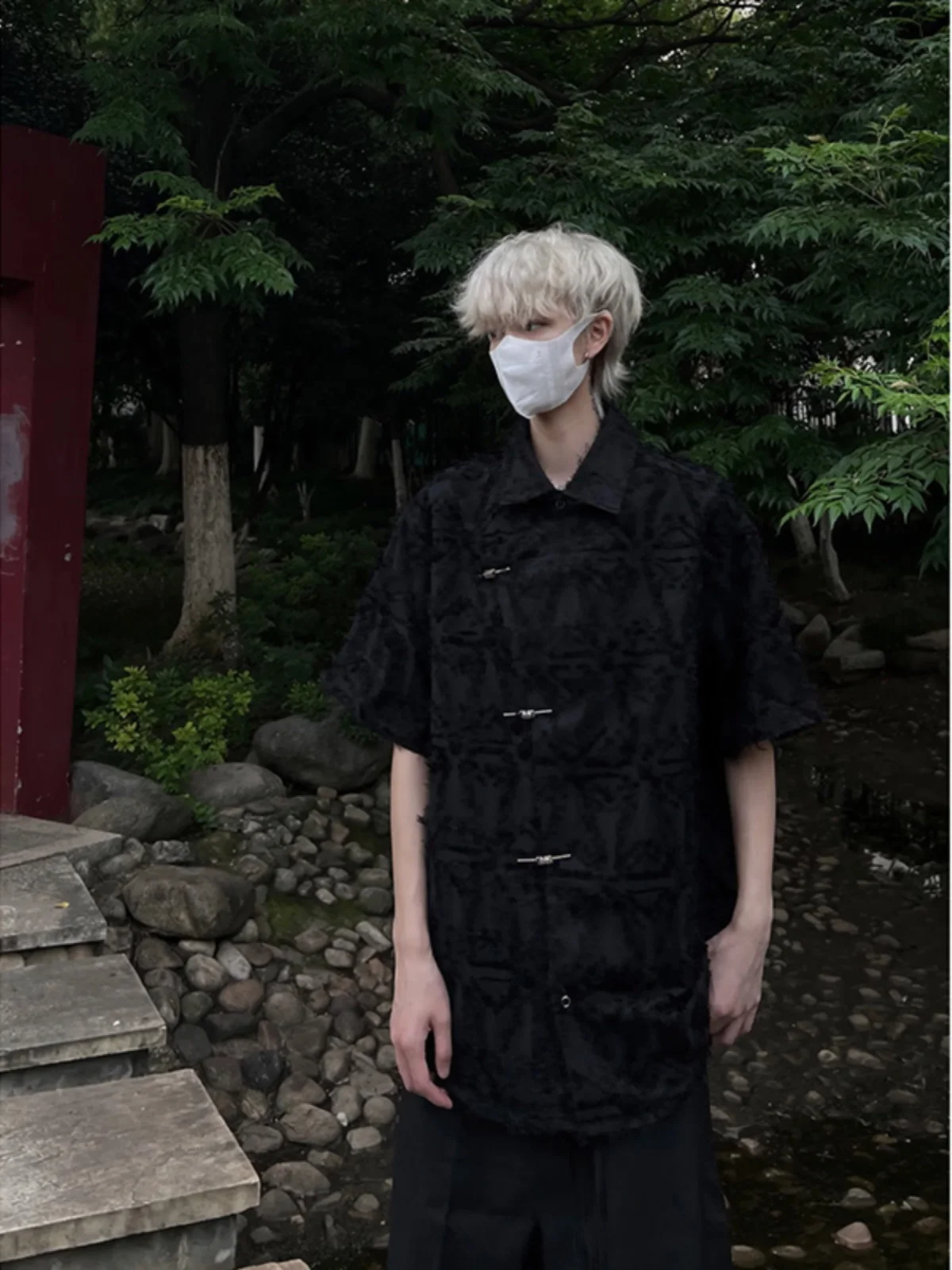 

New Chinese Sle Tassel irt Men's ort Sve Summer Jaet Trendy Brand Haome Street Sle Five-Quarter Sve irt ...