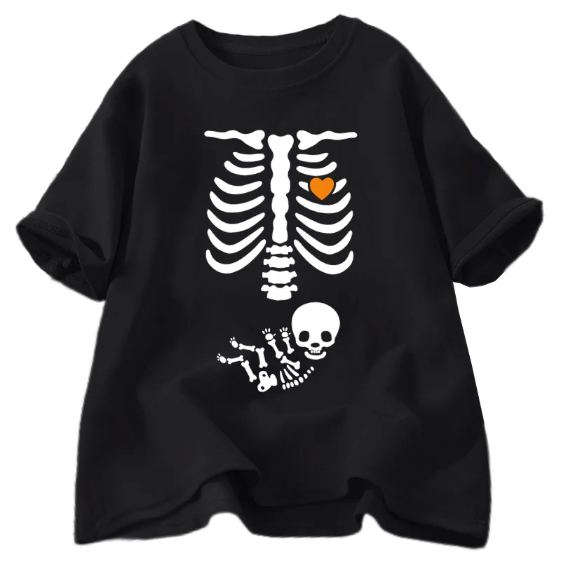 Schwangere Frauen fallen neue Mutter T-Shirts Kleidung Skelett Halloween Mutterschaft T-Shirt lustige Mutter Schwangerschaft Ankündigung T-Shirt – Detail 2