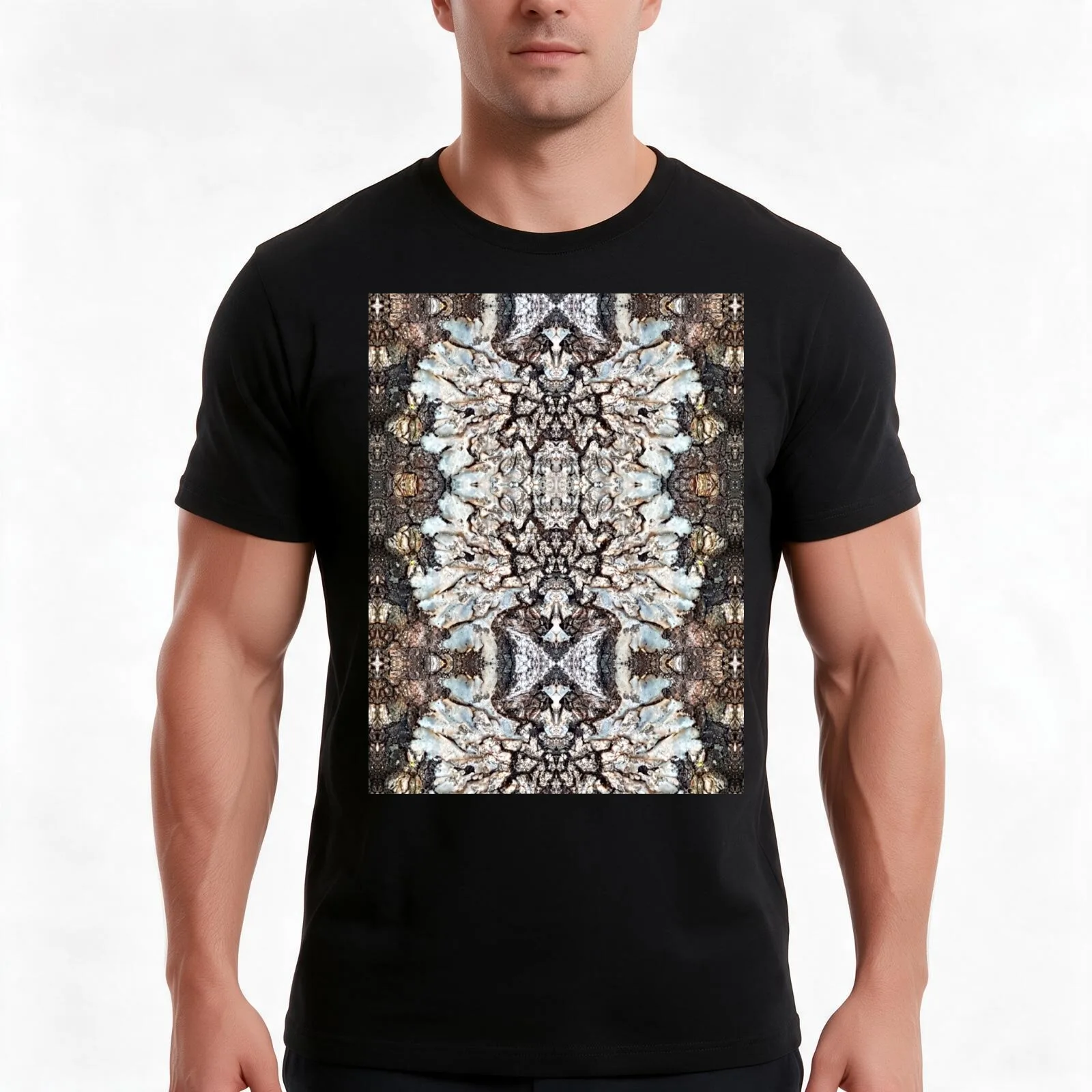 White Lichen on Tree Bark T-Shirt Summer Casual Cotton Tee Oversized Streetwear Tops Vintage Graphic Print Unisex Men Women