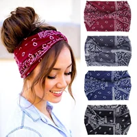 3 Pack Wide Headbands for Women Paisley Twist Hair Bands Stretchy Cross Head Turban Bandana Valentine's Day Non Slip Exercise Hair Wraps Accessories