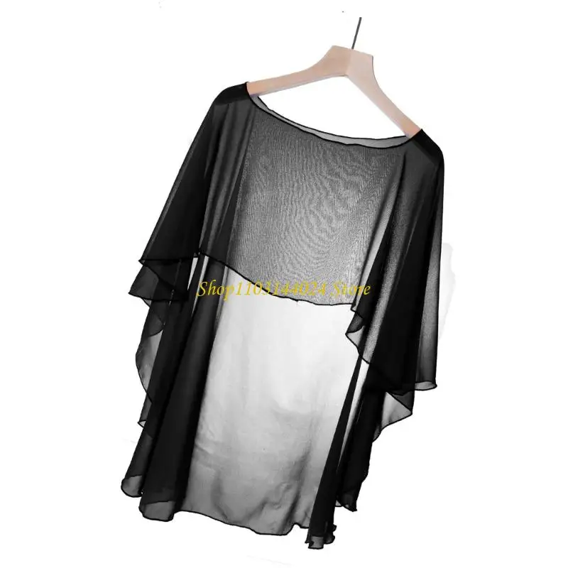 

N5KE Popular Bells Sleeve Sunproof Scarf Stylish Sheer Shawl For Outdoor Activity Fashion Shoulder Wrap Women Accessory