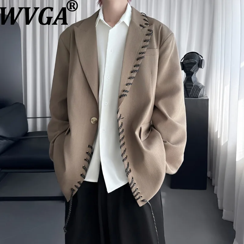 

WVGA весна осень новый мужской прилив отложной воротник модный пиджак нишевый шикарный повседневный устойчивый к морщинам элегантный верх пальто W15082