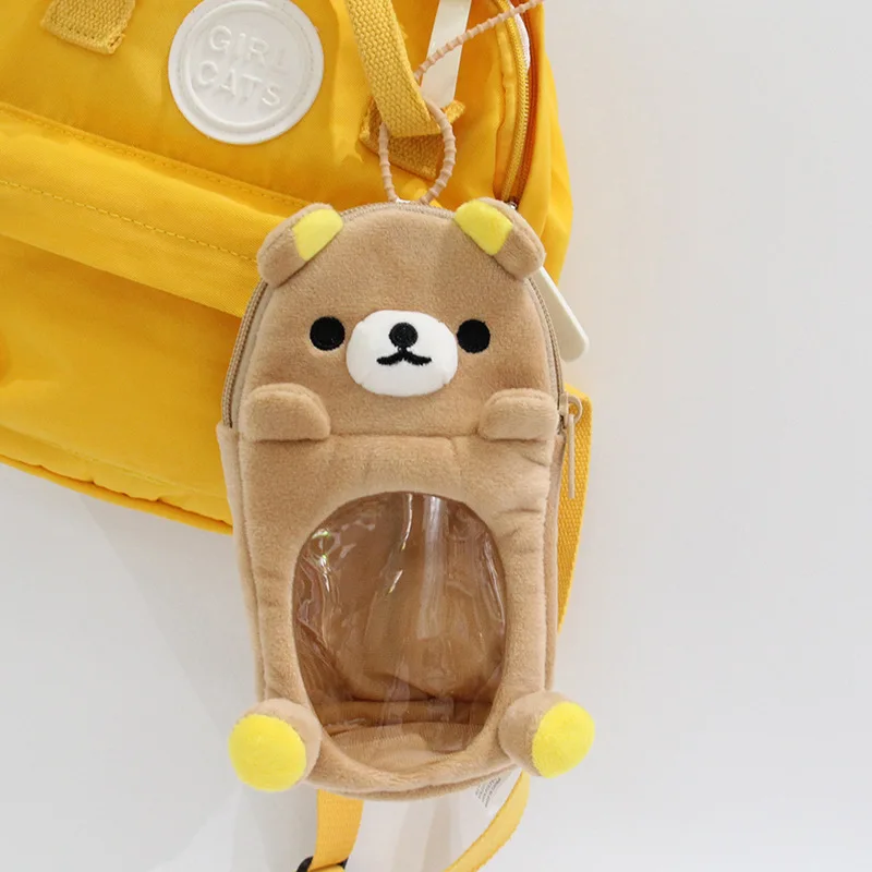 Kawaii – trousse à crayons transparente Rilakkuma pour filles, pochette à crayons ours de dessin animé mignon, sac à stylos organisateur, papeterie scolaire cadeaux