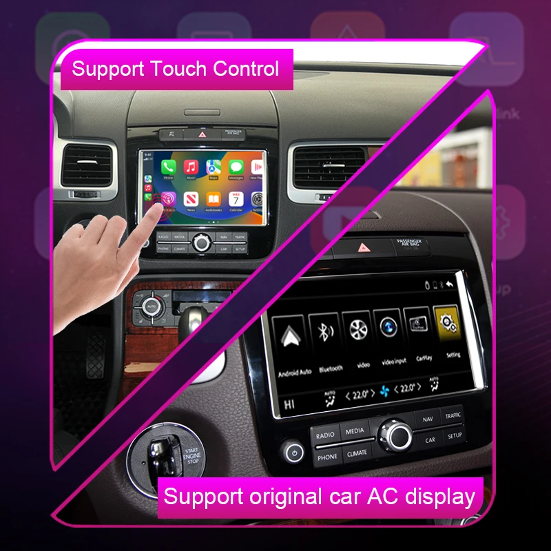اللاسلكية Carplay أندرويد السيارات ل Volkswagen 3G طوارق RNS850 2011-2015 مرآة وحدة ربط AirPlay تسجيل اكسسوارات السيارات اللعب