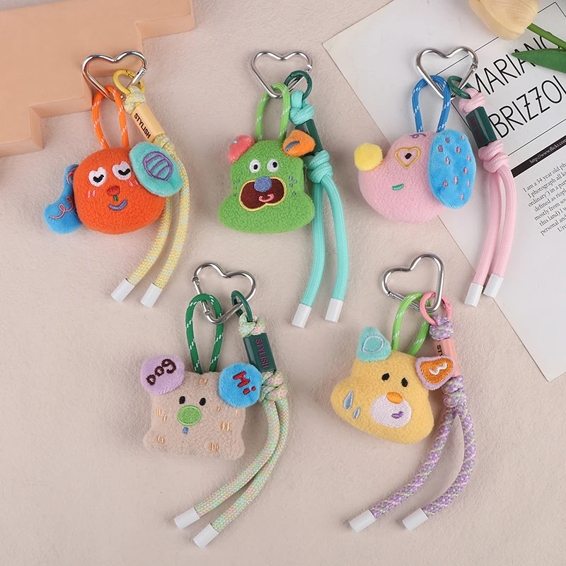 

Cute Mini Animal Doll Bag Charm Keychain Bow Lanyard Creative Funny Cartoon Doll Handbag Car Key Pendant Couple Gifts
