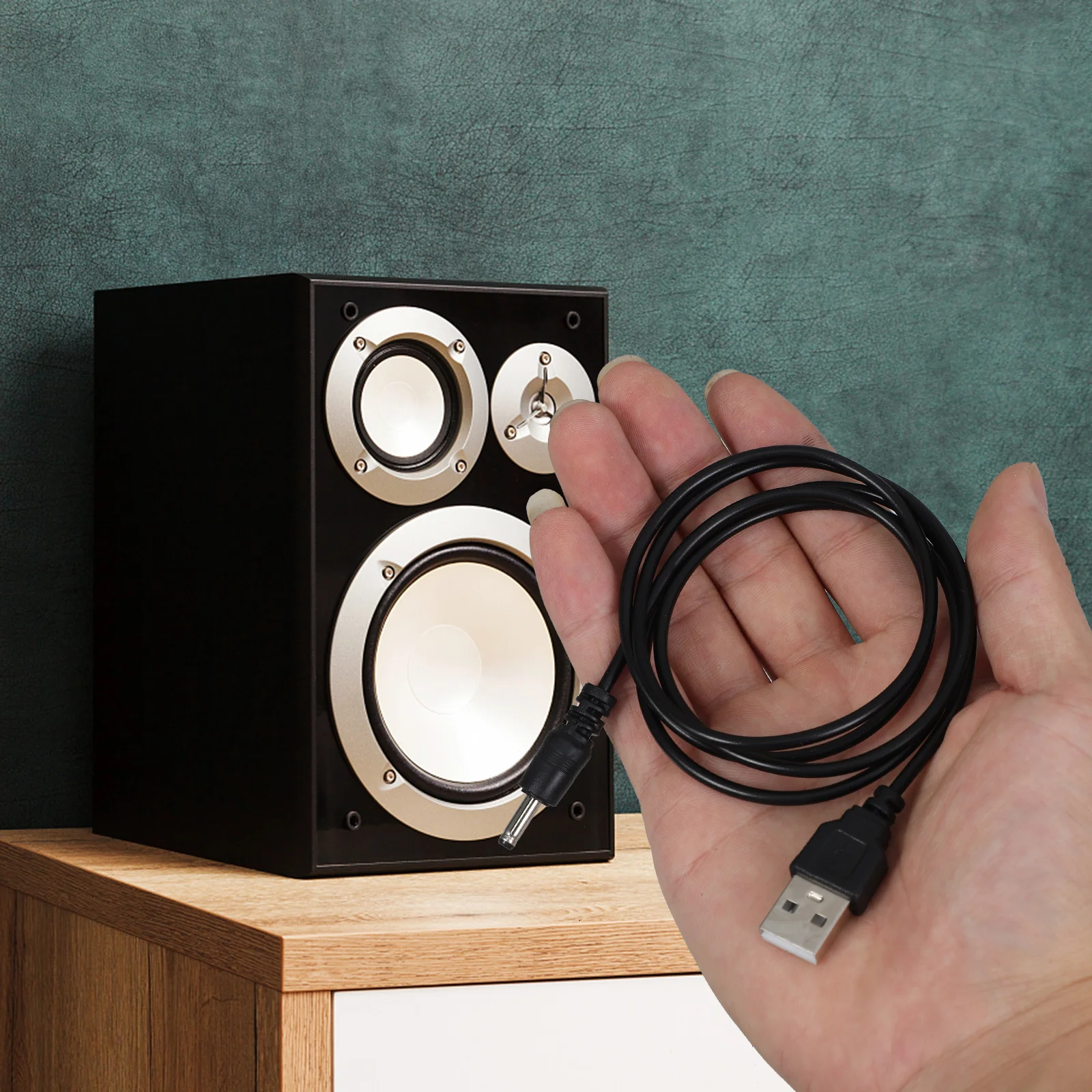 

2 шт. USB-кабель питания постоянного тока для динамика 5 В, универсальный зарядный адаптер, черный 1 м, конвертер Plug Play для USB