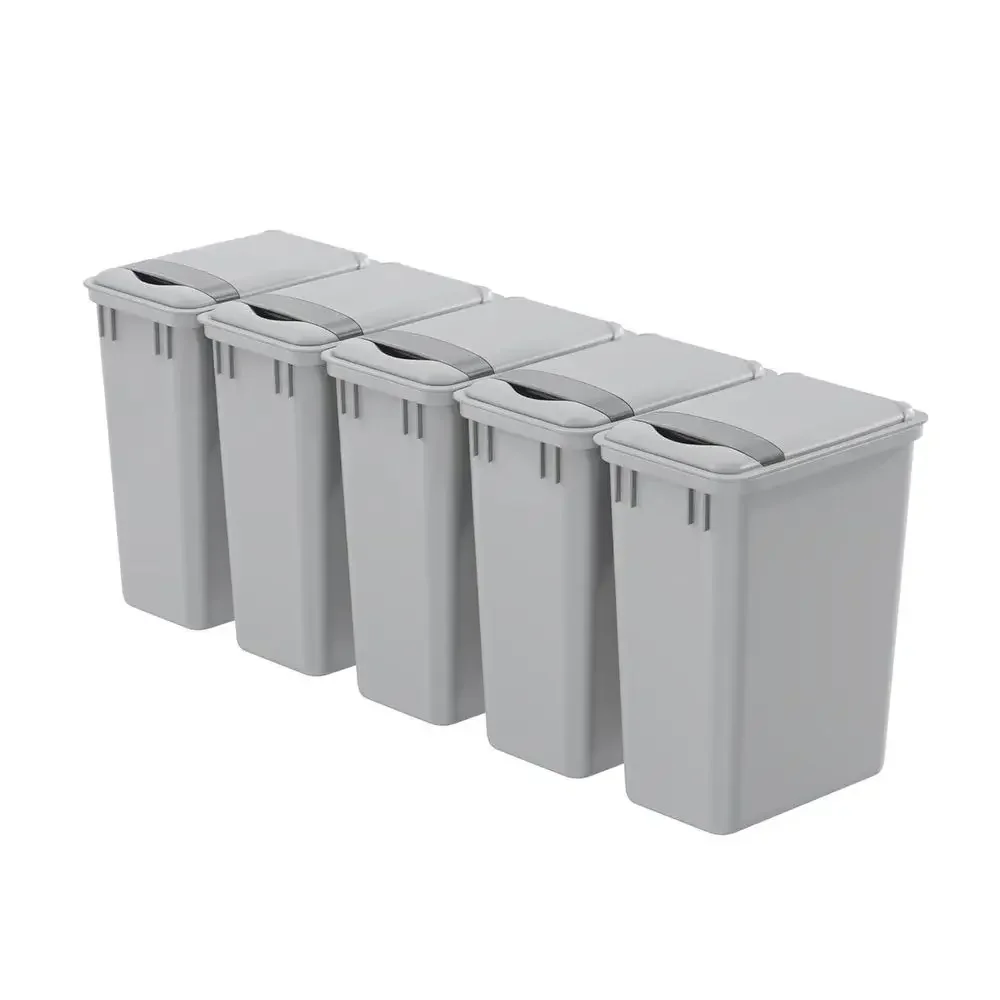 

35-Qt Gray Square Plastic Trash Can with Lid, Stackable - Ideal for Under Sink, Desk, Office, Kitchen, Bathroom, or Yard (8.75 G