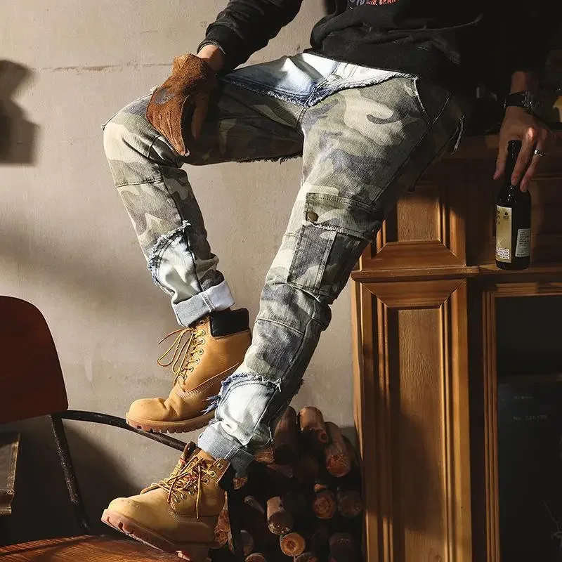 

Tapered Jeans for Men Camouflage New in 2025 Fashion Trousers Luxury High Quality Japanese Street Style Trend Man Cowboy Pants
