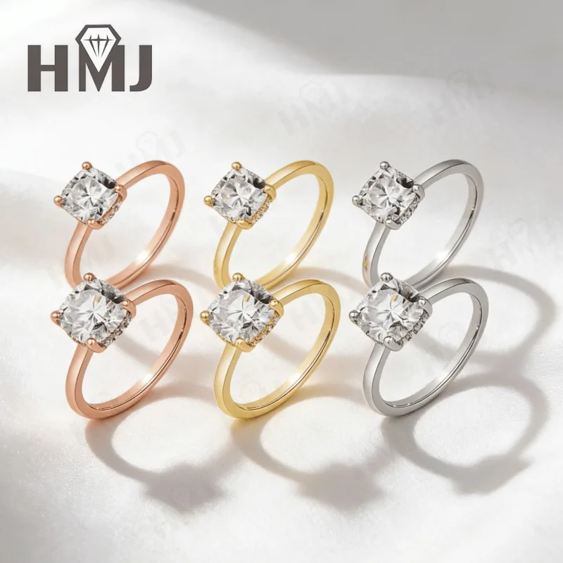 

Кольцо с четырьмя зубцами и 1,5-2,5 карата D Цвет VVS1 Муассанит с серебряным покрытием 925 пробы для женщин, помолвка, ежедневный подарок, ювелирные изделия