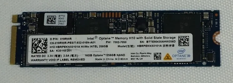 

Dell 19RWR Intel TLC Solid State Drive - 256 GB - Pci-e 30 X4 - M2 2280 - Internal - Used-Like New