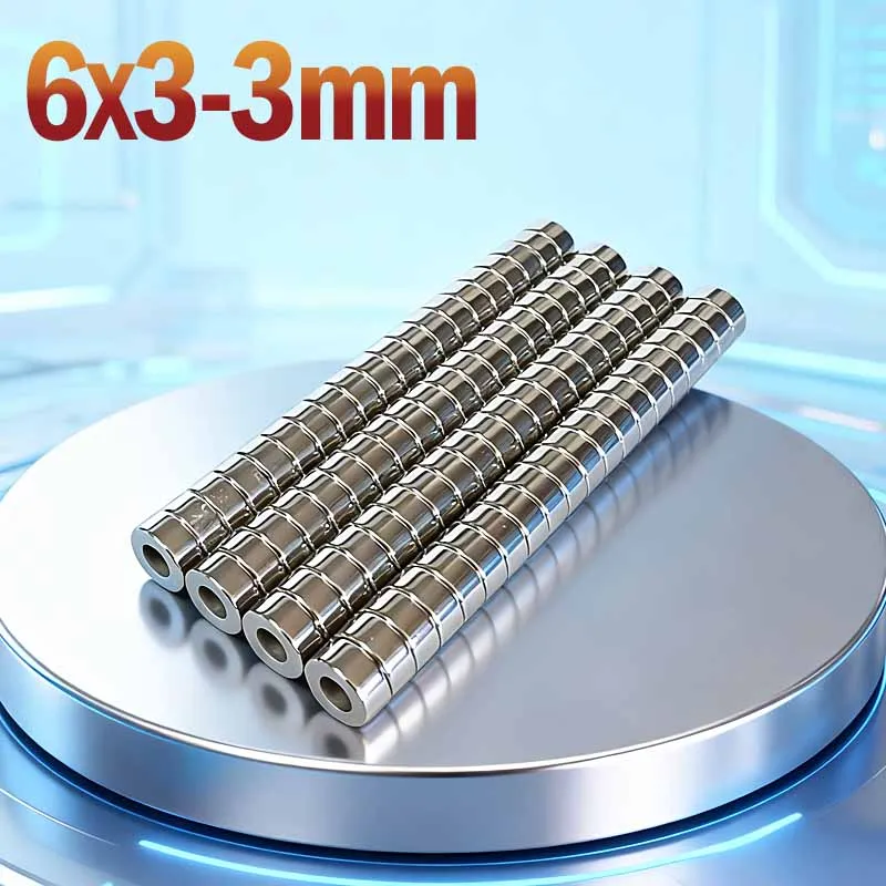 Hole 6x3-3mm Magnet Round Shape Accessory Office Fridge Craft Diy Garage Tool Whiteboard Refrigerator 6*3-3mm 20-500pcs
