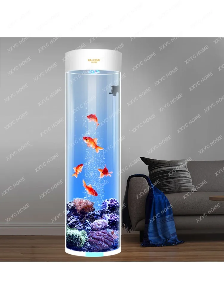 Cylindrical Fish Tank Vertical Fish Globe Acrylic Change Water Ecological Aquarium