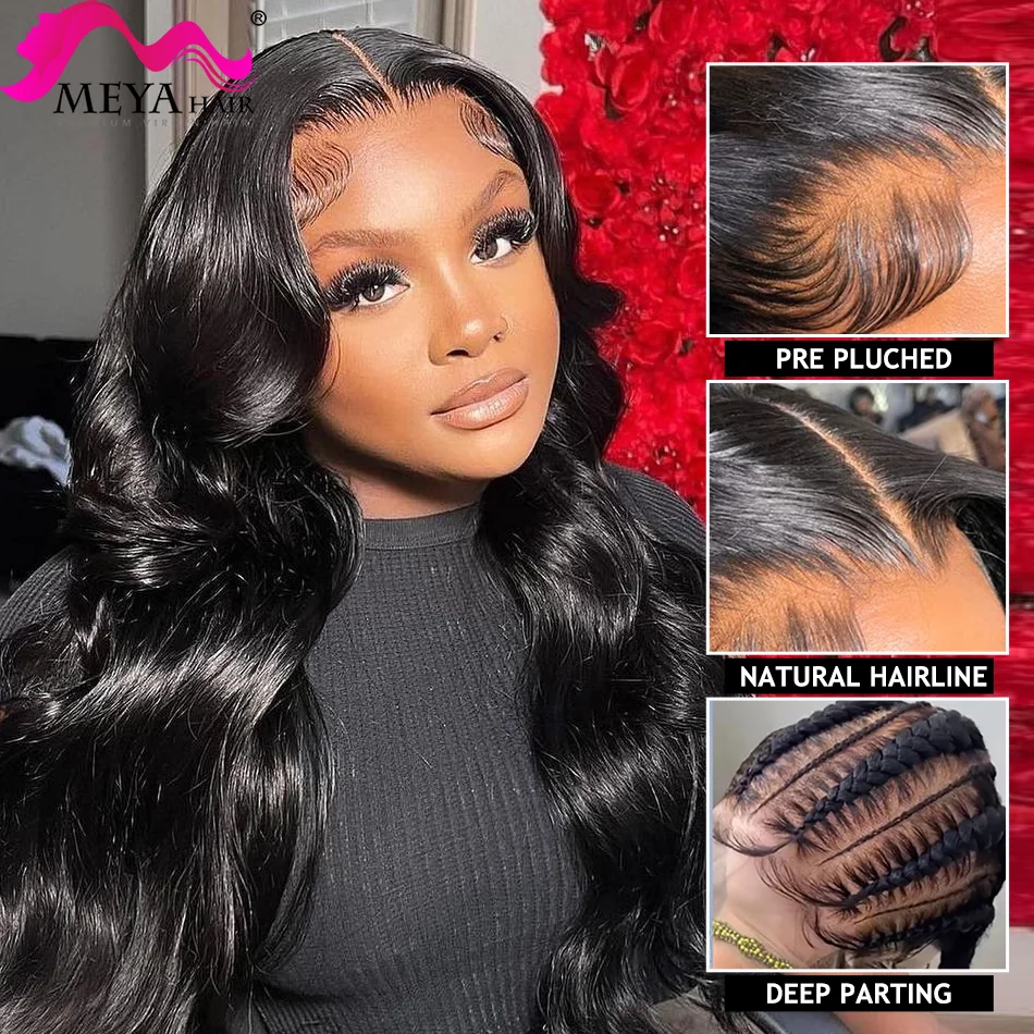 Body Wave HD transparan Wig penuh renda ketebalan 180 Wig tanpa lem dengan lapisan alami rambut manusia Brasil mentah sedang Promosi