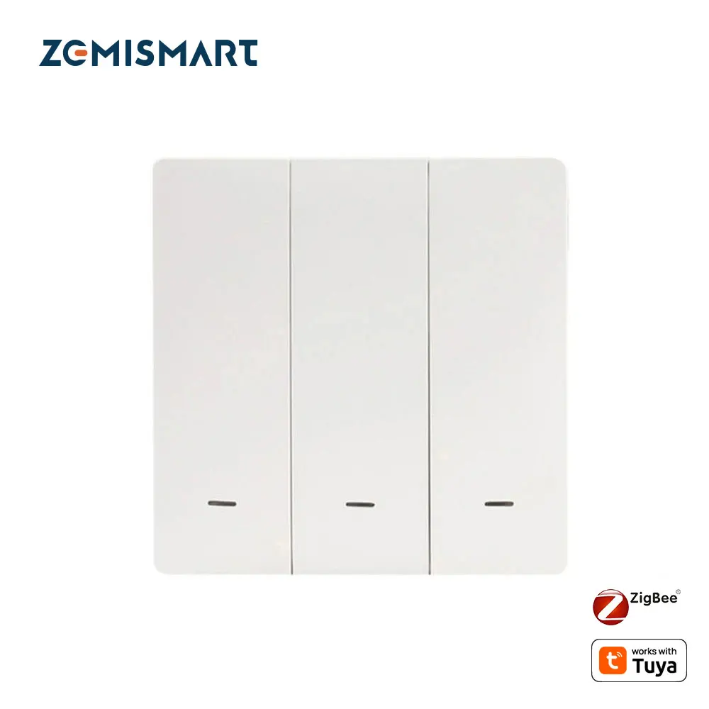 Zemismart Zigbee Wall Push Switch Alexa Google Home Light Switches No Neutral Wire Physical Button Work with Tuya Smart Life APP