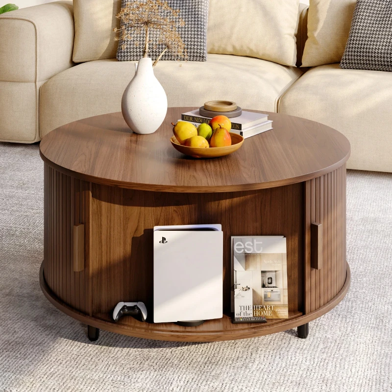 Round Coffee Table with Storage,31.5