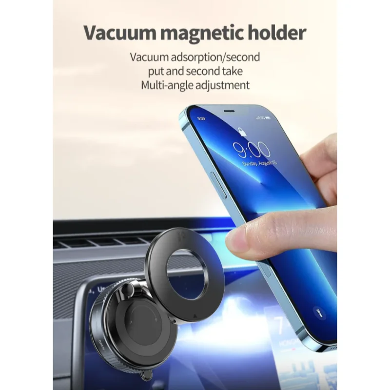

Vacuum Suction Cup Magnetic Car Phone Holder Double-Sided Foldable Magnetic Auto Phone Bracket For Car Accessories