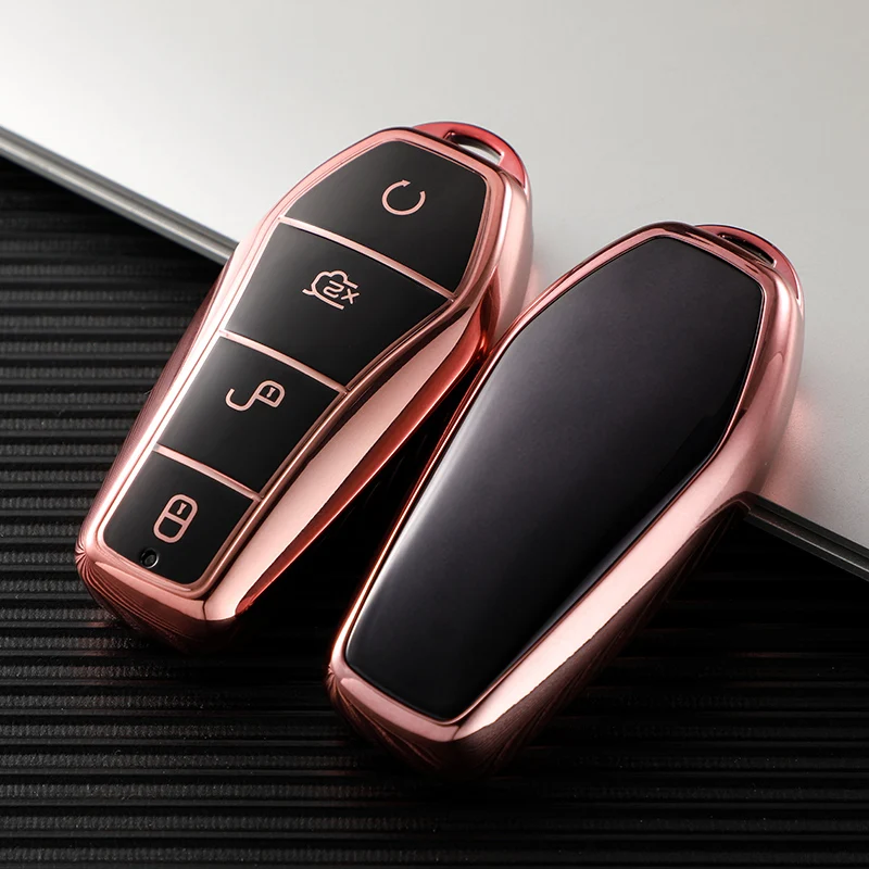 TPU Car Key Case for BYD Atto 3 Atto3 Han EV Dolphin Remote 4 Buttons Key Cover Shell Fob Bag Protector Accessories